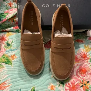 COLE HAAN GRANDPRO RALLY X PENNY LOAFER SUEDE NEW BIRCH SIZE 10 NEW