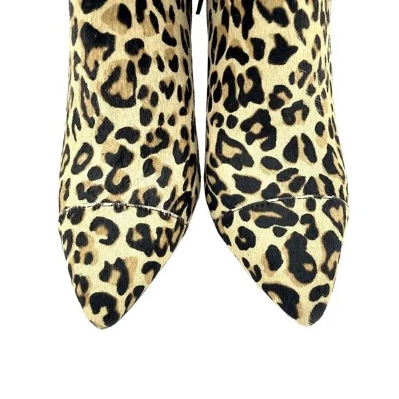 Cole Haan Leopard Print Black Leather Calfhair Ankle Boots SZ 7.5 New