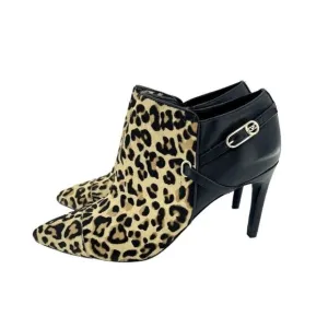 Cole Haan Leopard Print Black Leather Calfhair Ankle Boots SZ 7.5 New