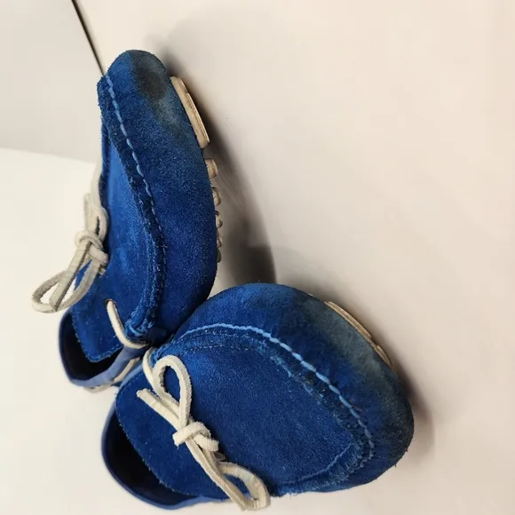 Cole Haan loafers men's 10.5M blue suede driving shoes boat moccasins nautical