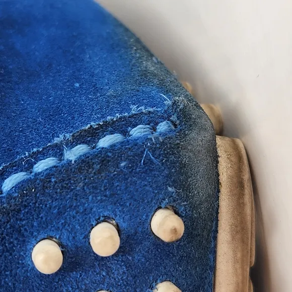 Cole Haan loafers men's 10.5M blue suede driving shoes boat moccasins nautical