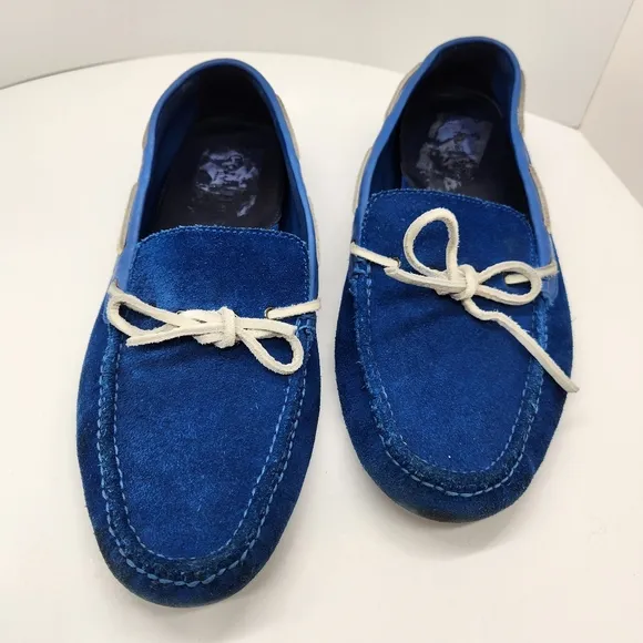 Cole Haan loafers men's 10.5M blue suede driving shoes boat moccasins nautical