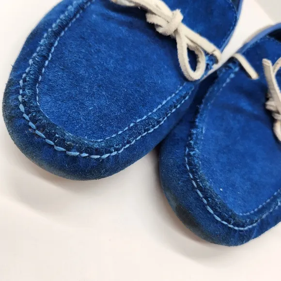 Cole Haan loafers men's 10.5M blue suede driving shoes boat moccasins nautical