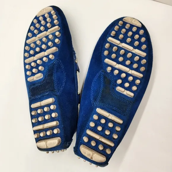 Cole Haan loafers men's 10.5M blue suede driving shoes boat moccasins nautical
