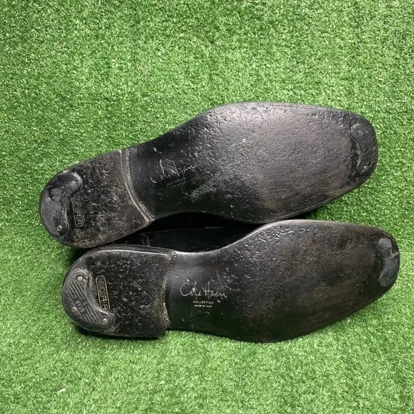 Cole Haan Mens Almond Toe Velvet Penny Loafers Black Size 8 M Made In Italy