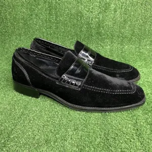 Cole Haan Mens Almond Toe Velvet Penny Loafers Black Size 8 M Made In Italy