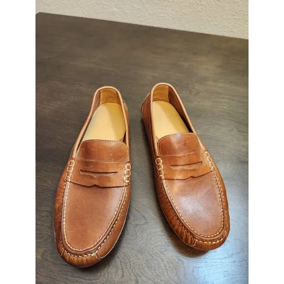 Cole Haan Men's Brown Grant Canoe Leather Penny Loafers Size 10
