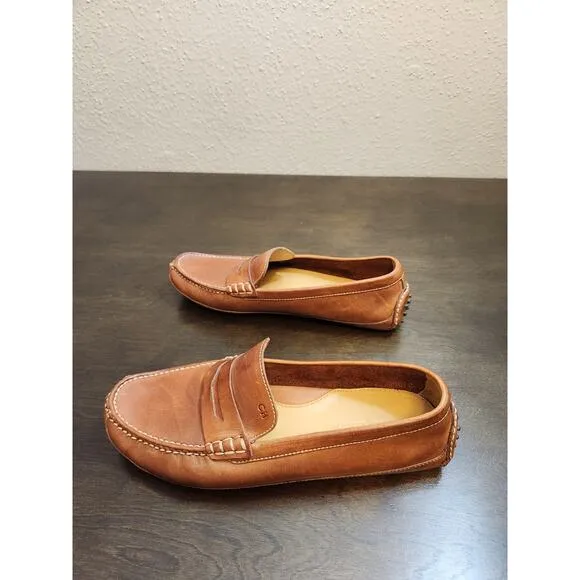 Cole Haan Men's Brown Grant Canoe Leather Penny Loafers Size 10