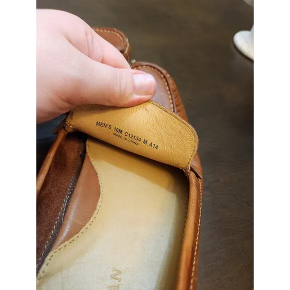 Cole Haan Men's Brown Grant Canoe Leather Penny Loafers Size 10