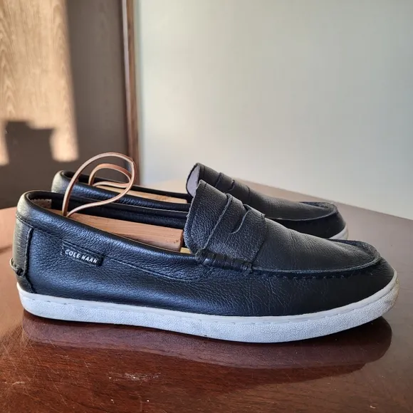 Cole Haan Men's Grand OS Black Pebbled Leather Penny Loafers Size 7.5M - C13431