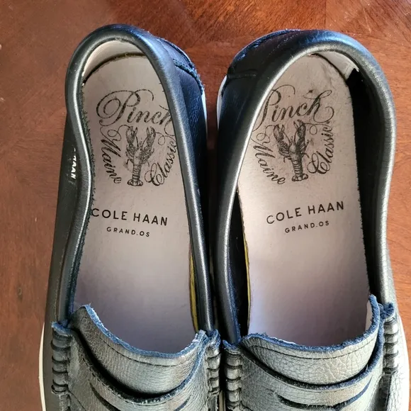 Cole Haan Men's Grand OS Black Pebbled Leather Penny Loafers Size 7.5M - C13431