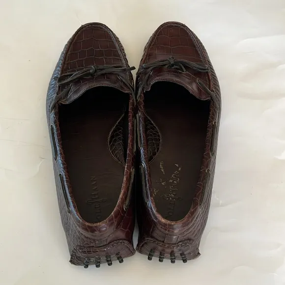 Cole Haan mens Gunnison waxy brown driving leather loafers slip on  crocodile 13