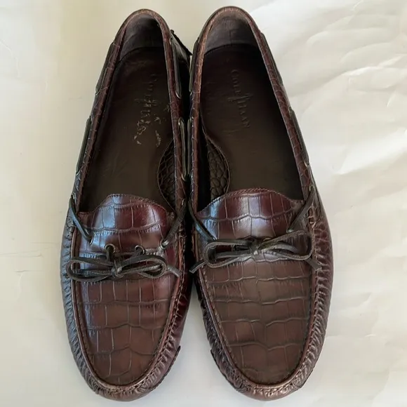 Cole Haan mens Gunnison waxy brown driving leather loafers slip on  crocodile 13