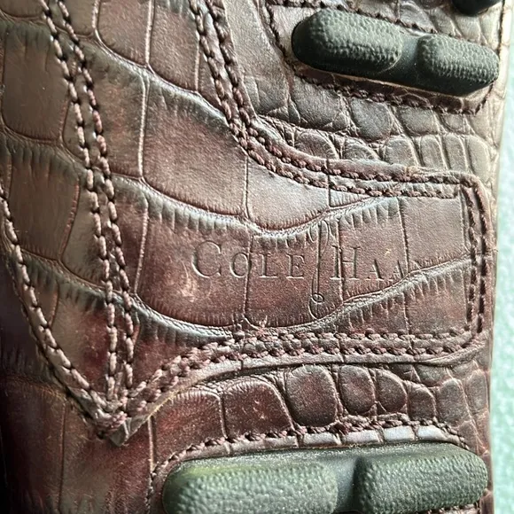 Cole Haan mens Gunnison waxy brown driving leather loafers slip on  crocodile 13