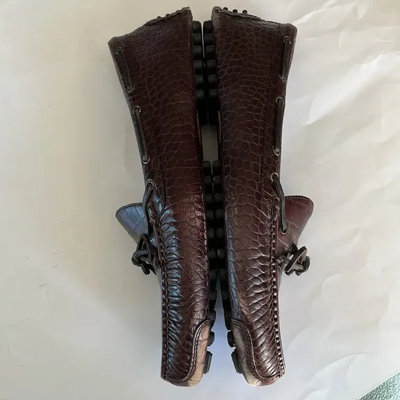 Cole Haan mens Gunnison waxy brown driving leather loafers slip on  crocodile 13