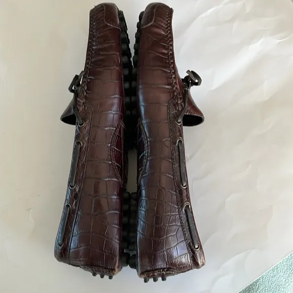 Cole Haan mens Gunnison waxy brown driving leather loafers slip on  crocodile 13