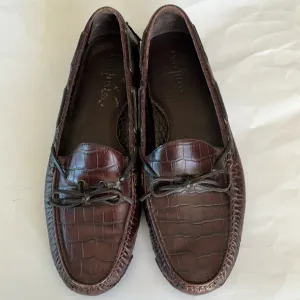 Cole Haan mens Gunnison waxy brown driving leather loafers slip on  crocodile 13