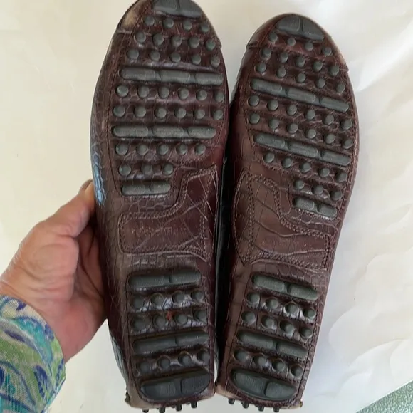 Cole Haan mens Gunnison waxy brown driving leather loafers slip on  crocodile 13