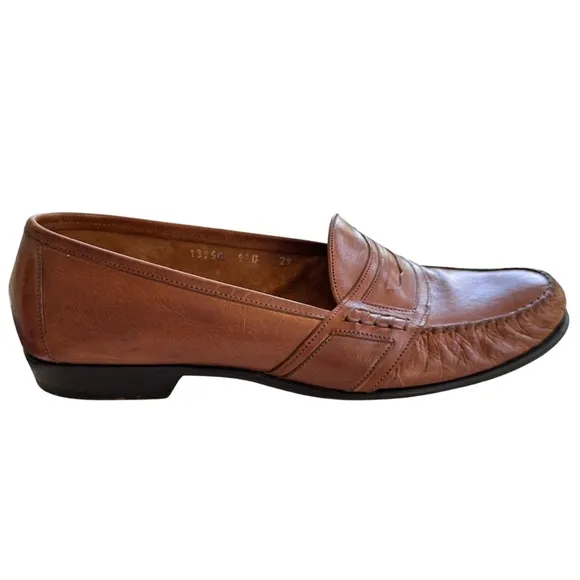 Cole Haan Men’s Leather Penny Loafers Handmade in Italy, British Tan, Size 9.5D