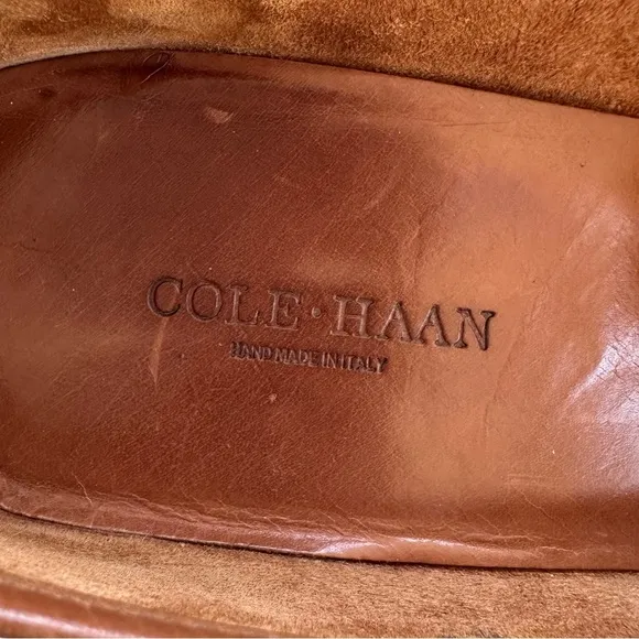 Cole Haan Men’s Leather Penny Loafers Handmade in Italy, British Tan, Size 9.5D