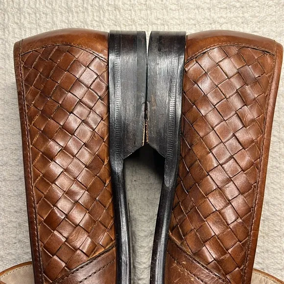 Cole Haan MEN'S penny loafers, sz 10.5 honey brown, basket weave styling, luxury
