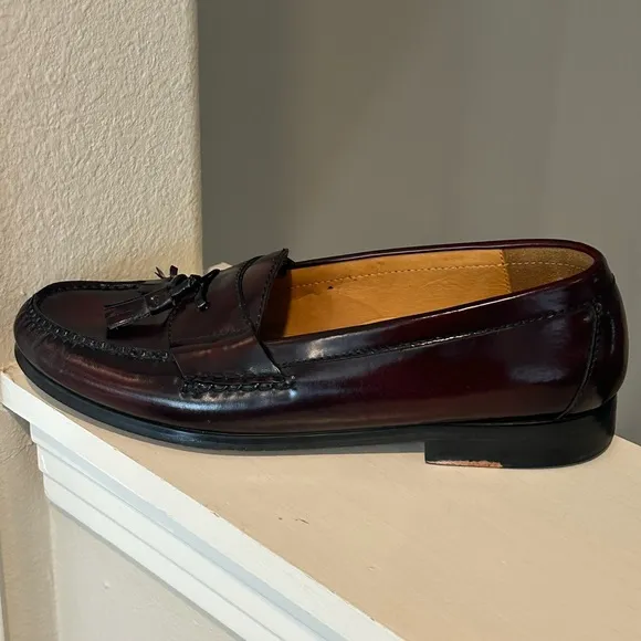 Cole Haan Mens Pinch Tassel Penny Loafers 11 D Burgundy SlipOn Dress Shoes 03507