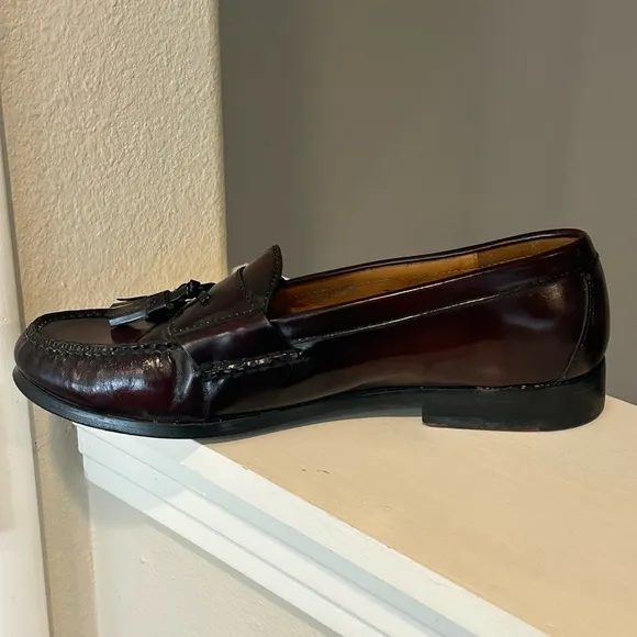 Cole Haan Mens Pinch Tassel Penny Loafers 11 D Burgundy SlipOn Dress Shoes 03507
