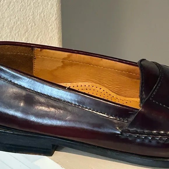 Cole Haan Mens Pinch Tassel Penny Loafers 11 D Burgundy SlipOn Dress Shoes 03507