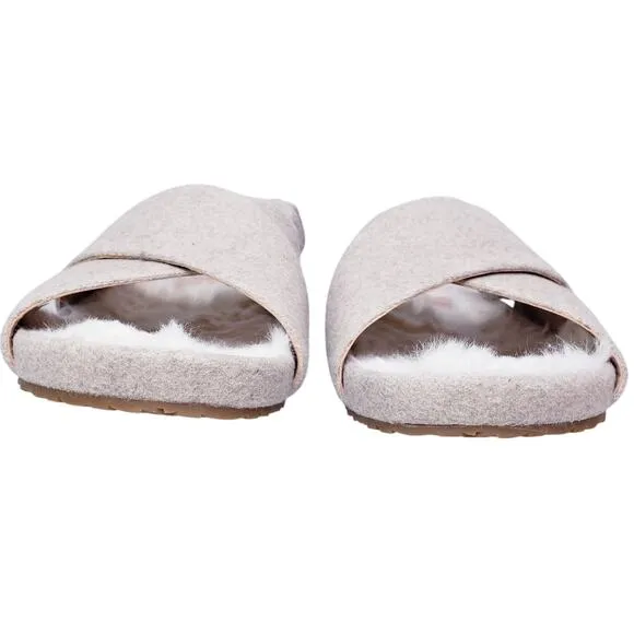 COLE HAAN Mojave Criss Cross Sandals Faux Fur Lined Beige Women's Size 9.5B~ ECU