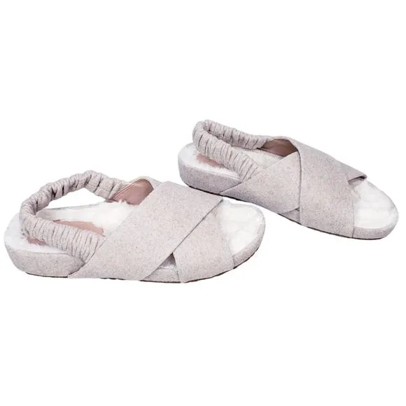 COLE HAAN Mojave Criss Cross Sandals Faux Fur Lined Beige Women's Size 9.5B~ ECU
