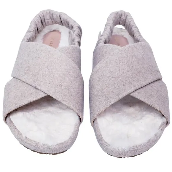 COLE HAAN Mojave Criss Cross Sandals Faux Fur Lined Beige Women's Size 9.5B~ ECU