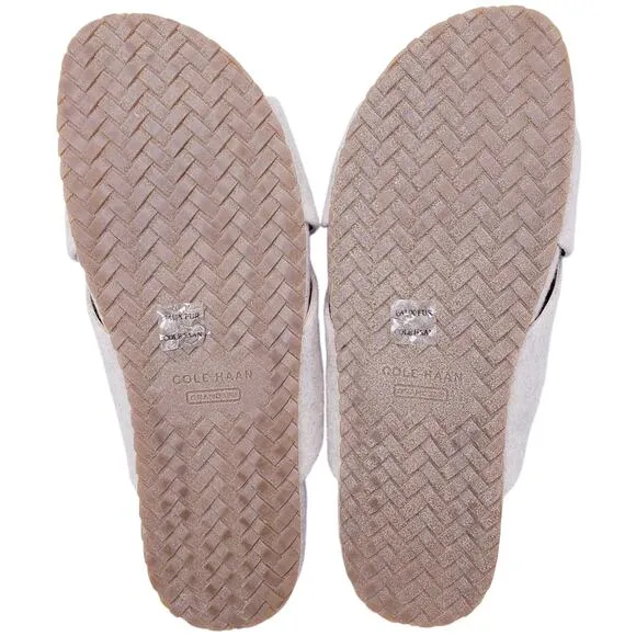 COLE HAAN Mojave Criss Cross Sandals Faux Fur Lined Beige Women's Size 9.5B~ ECU