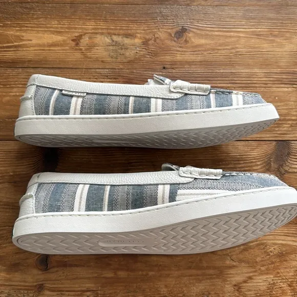 Cole Haan Nantucket Penny Loafer Blue White Leather Cotton Slip-on Women’s 10.5