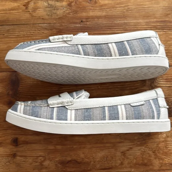 Cole Haan Nantucket Penny Loafer Blue White Leather Cotton Slip-on Women’s 10.5
