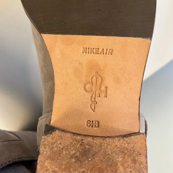 Cole Haan Nike Air Grey Nubuck Leather Tantivy Moto Boots Size 6.5