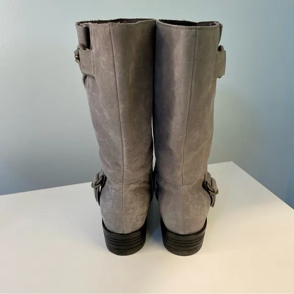 Cole Haan Nike Air Grey Nubuck Leather Tantivy Moto Boots Size 6.5