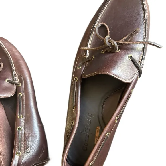 Cole Haan NikeAir Driving Shoes Mens 12 M Brown Leather Slip On Loafers