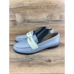 Cole Haan Size 11B Argento Silver Reflective Monroe Penny Loafers moccas…