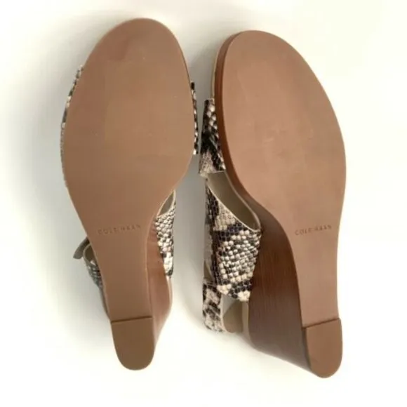 Cole Haan Sling-back Sandals Women’s Size 8B Python Embossed Leather Open-toe