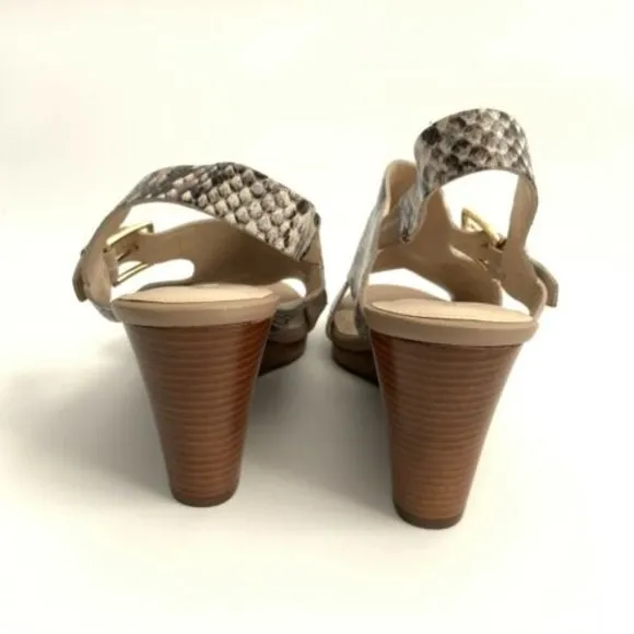 Cole Haan Sling-back Sandals Women’s Size 8B Python Embossed Leather Open-toe