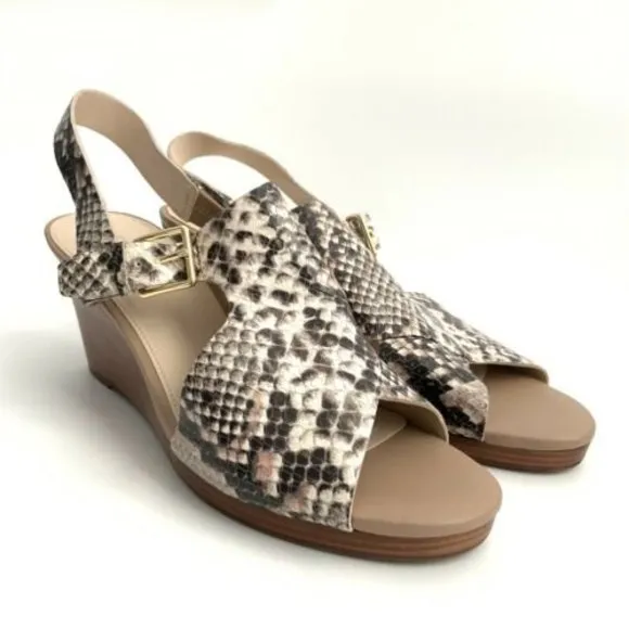 Cole Haan Sling-back Sandals Women’s Size 8B Python Embossed Leather Open-toe