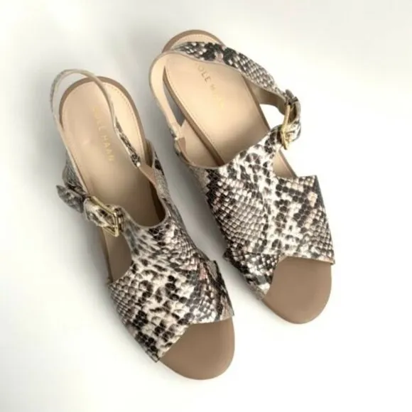 Cole Haan Sling-back Sandals Women’s Size 8B Python Embossed Leather Open-toe