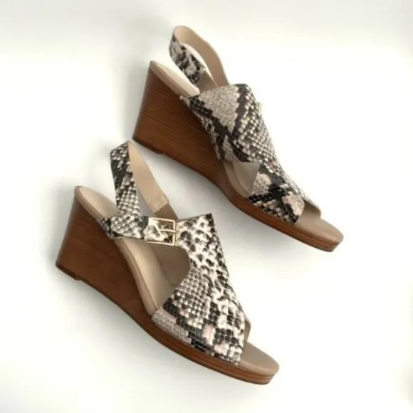 Cole Haan Sling-back Sandals Women’s Size 8B Python Embossed Leather Open-toe