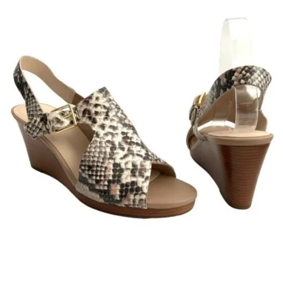 Cole Haan Sling-back Sandals Women’s Size 8B Python Embossed Leather Open-toe