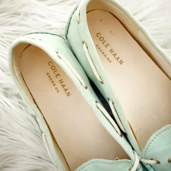 COLE HAAN | Slip-On Loafer Driving Loafers Mint Green Aqua Bow | Size 7