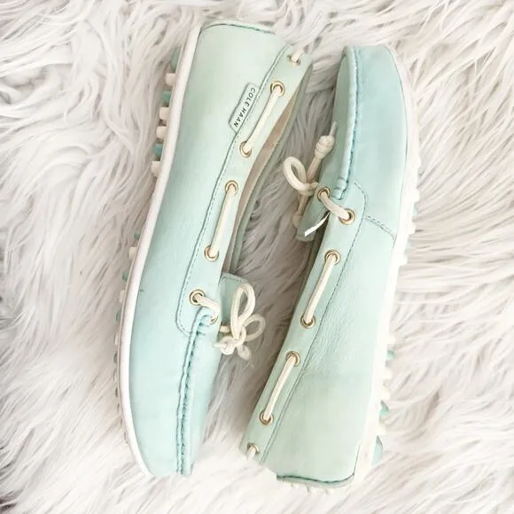 COLE HAAN | Slip-On Loafer Driving Loafers Mint Green Aqua Bow | Size 7