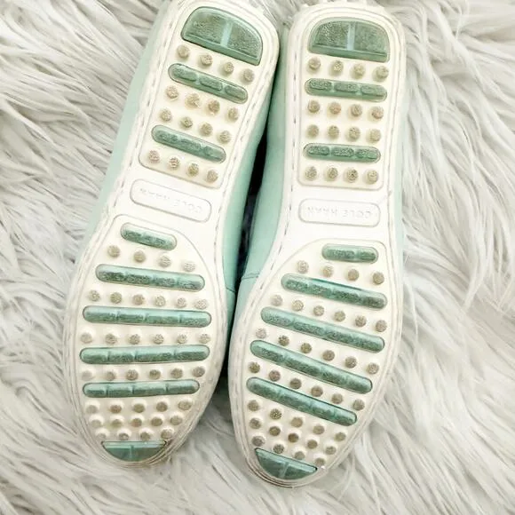 COLE HAAN | Slip-On Loafer Driving Loafers Mint Green Aqua Bow | Size 7