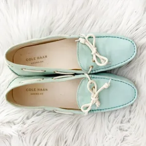 COLE HAAN | Slip-On Loafer Driving Loafers Mint Green Aqua Bow | Size 7