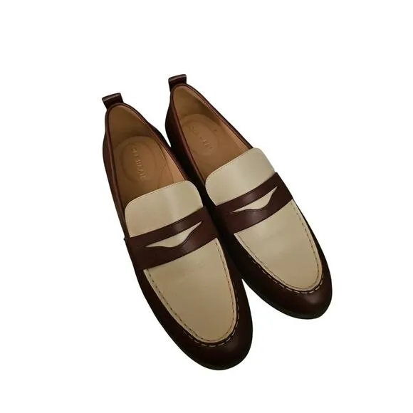 Cole Haan Stasi Penny loafers sz 9.5 cream and burgandy new SH102