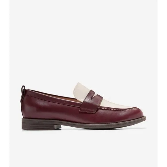 Cole Haan Stasi Penny loafers sz 9.5 cream and burgandy new SH102